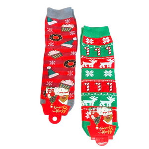 ♥️Festive Holiday Socks Set - candy cane & Santa hats & treats
